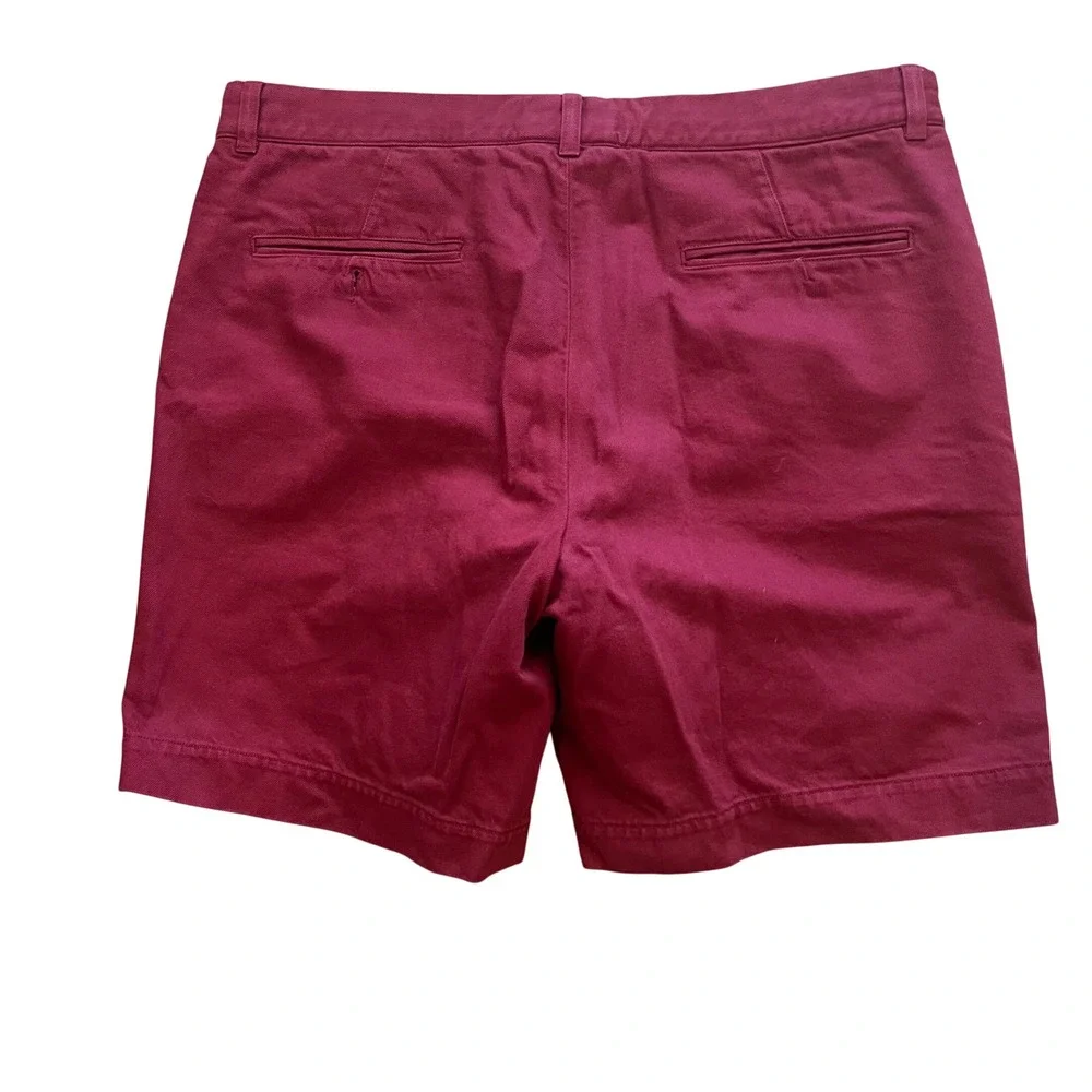 OOBE Brand Classic Chino Shorts Men 38 Burgundy Red 100% Cotton Twill Flat Front